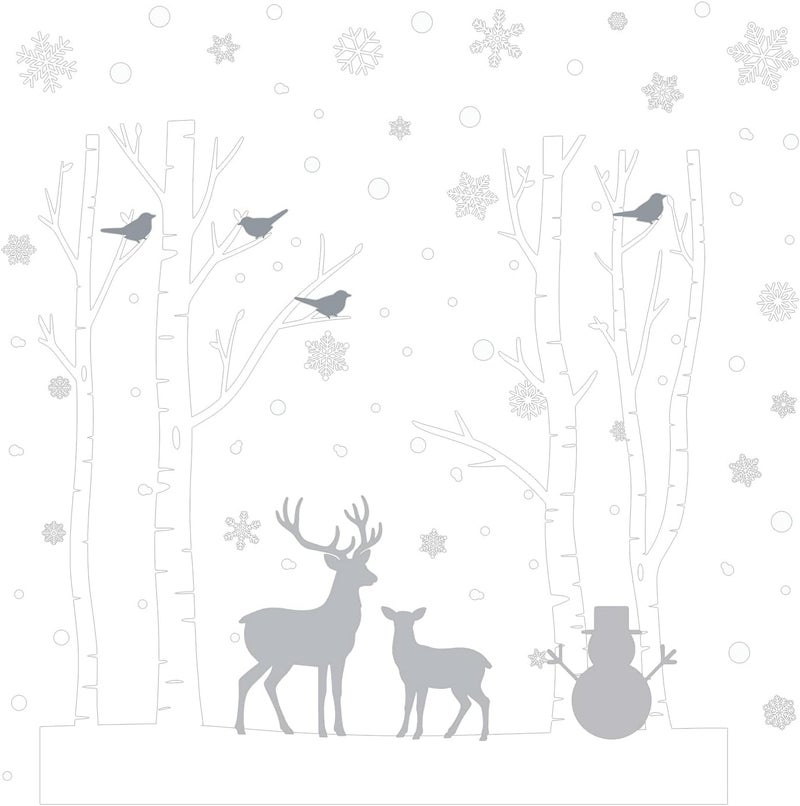 Kasubeso Large Birch Tree Deer Window Decal, Snowy Christmas Snowman Window Stickers, Peel and Stick Winter Snowflake Window Clings for Holiday Party Bedroom Living Room Offices Home Decoration - Image 4